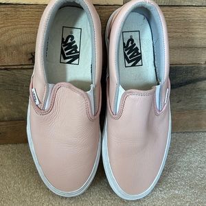 Vans blush pink leather slip ons. Size 8.5